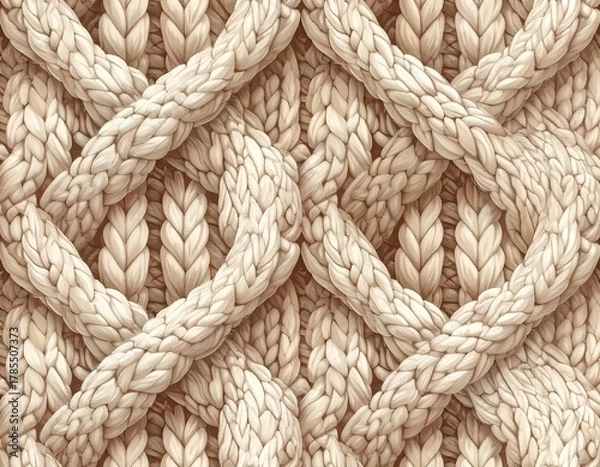 Fototapeta Close-up view of textured beige woven fabric with geometric pattern