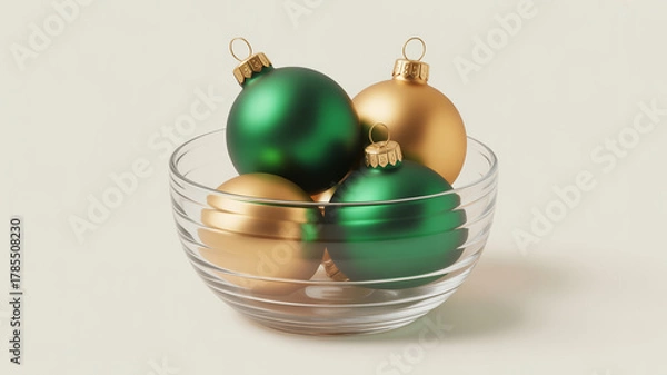 Obraz Colorful Christmas balls and decorations on a white background