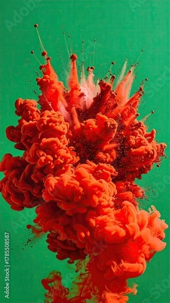 Obraz Red cloud erupts, against a green screen background