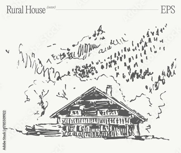 Obraz A Charming Country House Nestled Amidst Beautiful and Scenic Mountains Surrounded by Nature