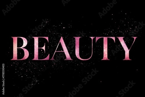 Fototapeta The word of Beauty: The word beauty takes center stage against a dramatic black backdrop. Its elegant script is beautifully highlighted, evoking a sense of elegance.