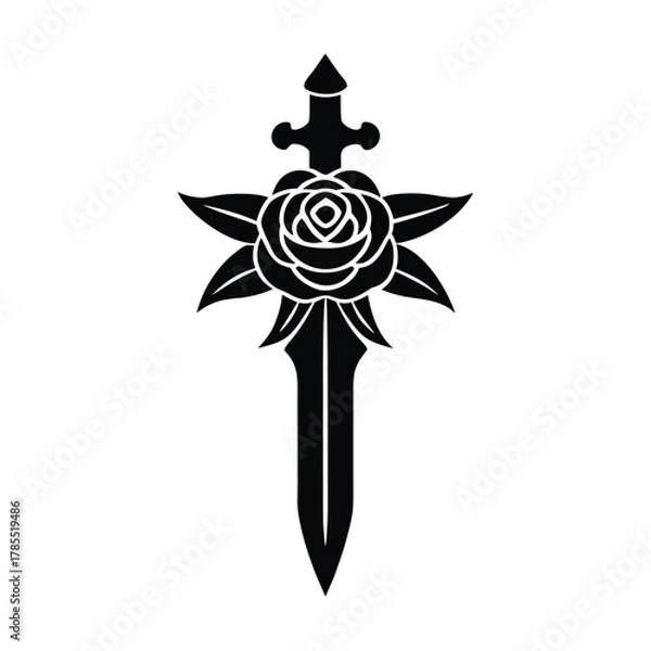 Fototapeta Gothic Sword And Rose
