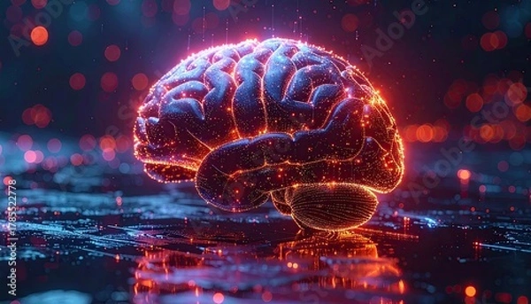 Obraz Glowing brain with dot connections