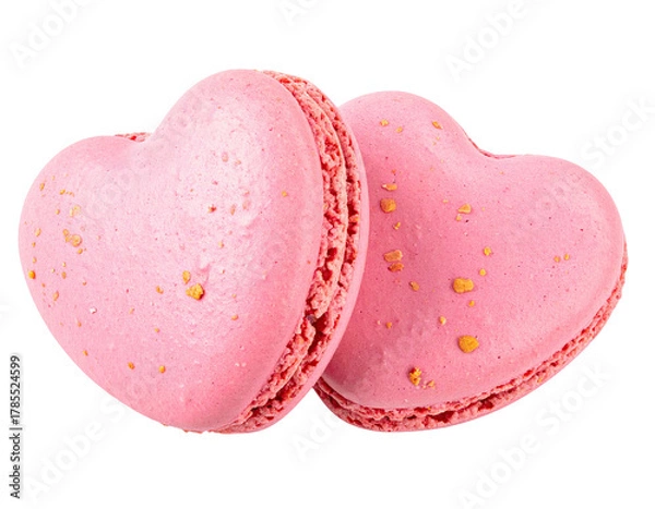 Obraz Two pink heart-shaped desserts, slightly speckled, against a transparent background