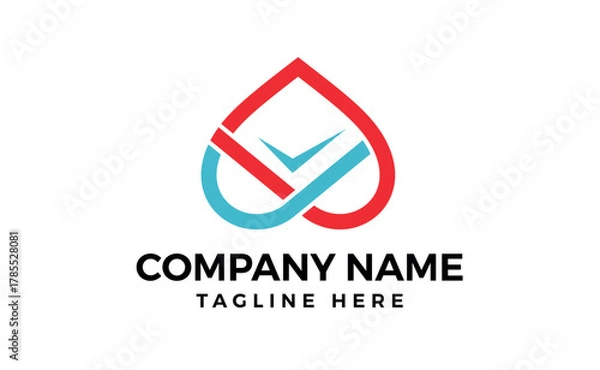 Fototapeta Abstract logo with minimalist heart icon design