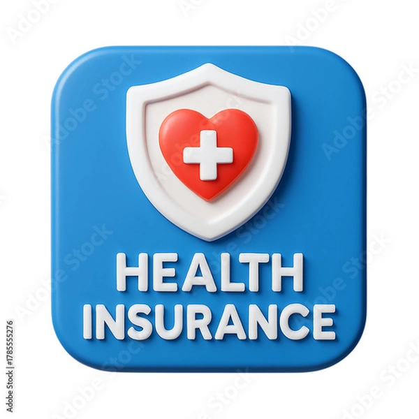 Obraz 3d icon of health insurance icon with heart and shield isolated on transparent background