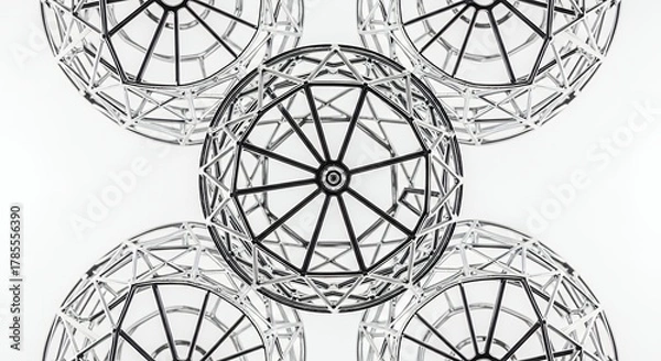 Fototapeta Abstract Spheres in Black and White - A Study of Geometric Forms and Interconnectedness.