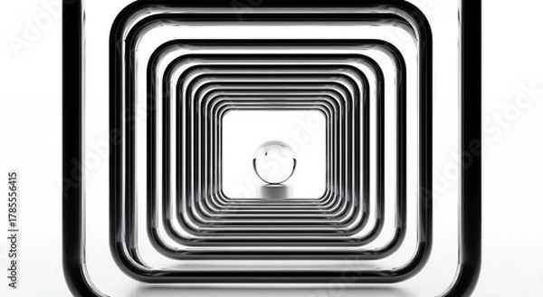 Fototapeta Abstract Tunnel of Light and Shadow with a Small Object at the End.