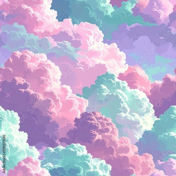Obraz Pastel clouds pile, soft hues blend