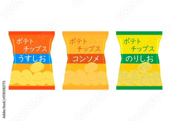 Obraz 3種類の味のポテトチップス