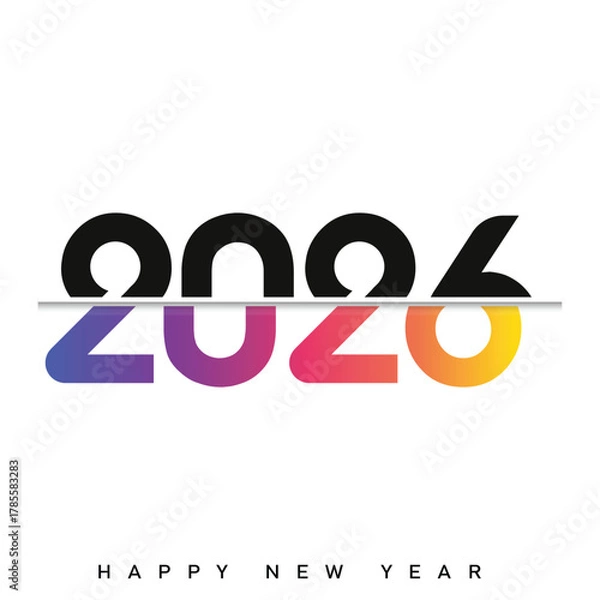 Fototapeta Modern Happy New Year 2026 with colorful gradient typography. Vector