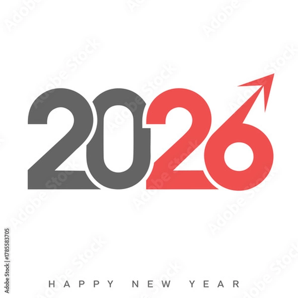 Fototapeta Modern Happy New Year 2026 logo with red and black split. Vector