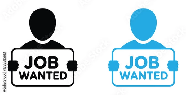 Obraz Seeking career opportunities with job wanted sign icon set,