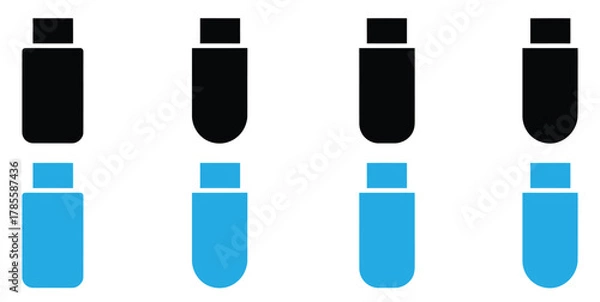 Obraz USB drive icons in black and blue for data storage solutions,Usb icon logo design. Flash disk sign and symbol. flash drive sign. usb charging