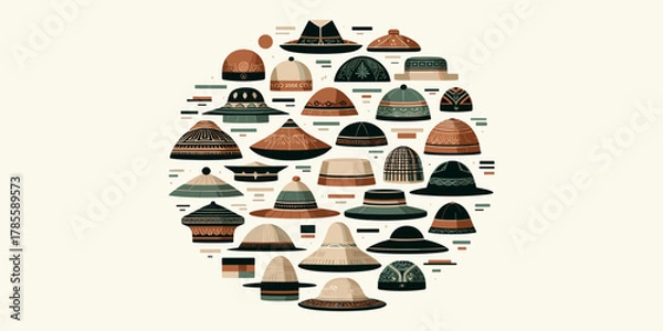 Fototapeta Collection of Diverse Hat Styles A Variety of Headwear