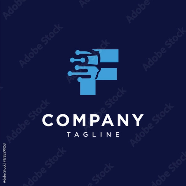 Fototapeta Letter F Virtual Reality Logo Icon Vector