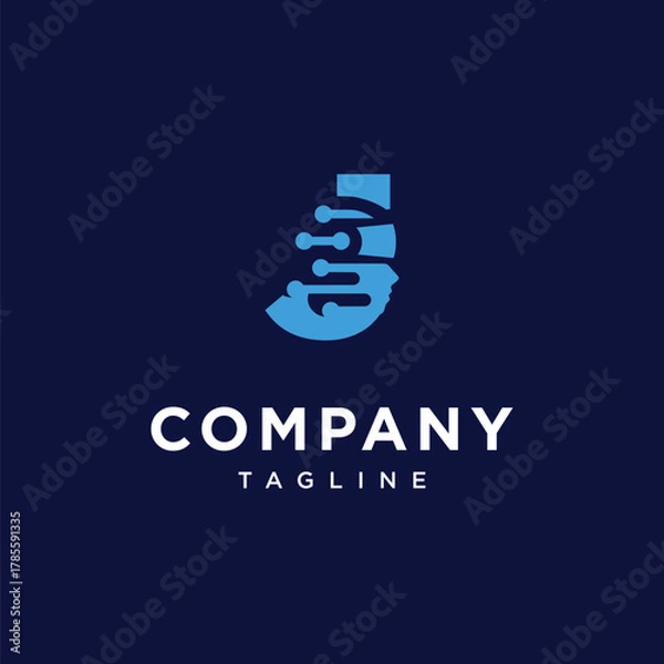 Fototapeta Letter J Virtual Reality Logo Icon Vector