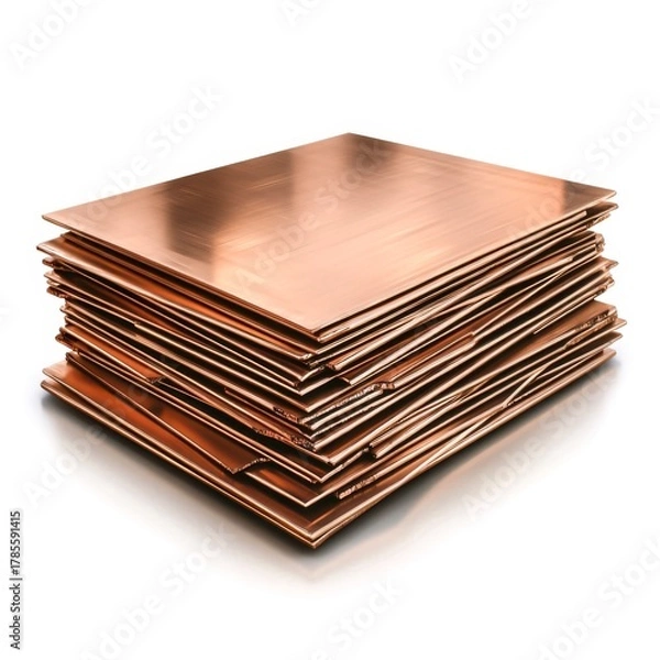 Fototapeta Stacked Copper Sheets Highlighting Smooth Surface and Reflective Texture