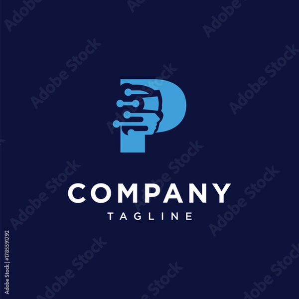 Fototapeta Letter P Virtual Reality Logo Icon Vector