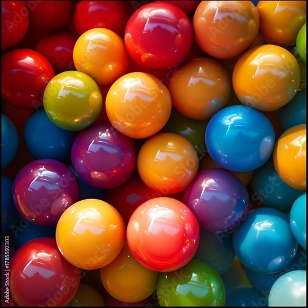 Fototapeta Vibrant assortment of colorful round gumballs filling the frame in a close up view