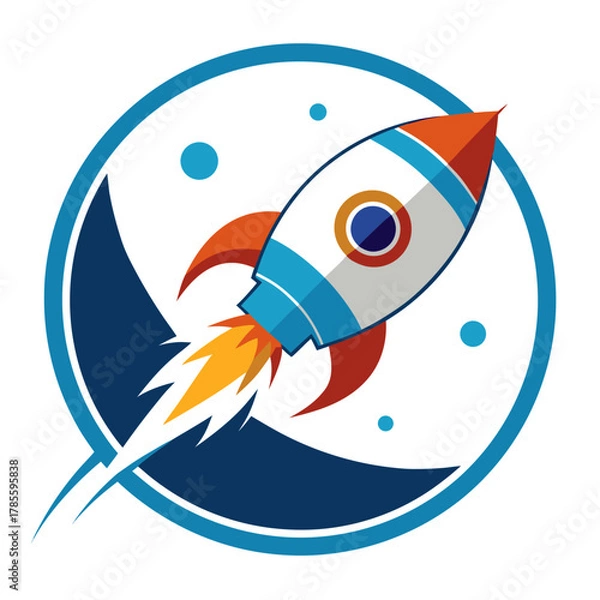 Fototapeta Space Rocket Launch Logo - Business Startup Emblem