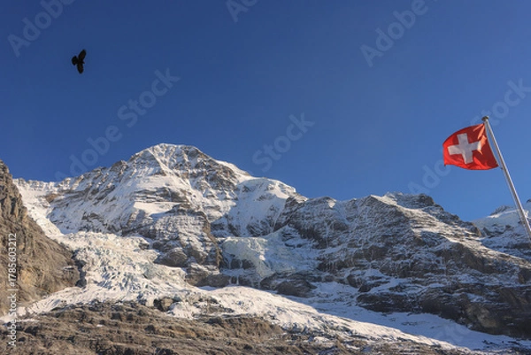 Fototapeta Alpiner Riese, Mönch (4107) mit Eigergletscher