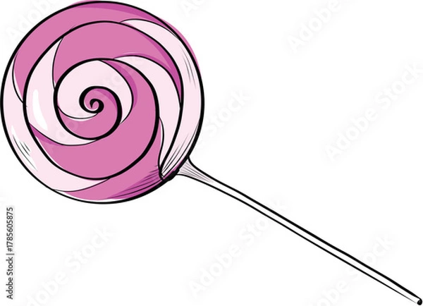 Obraz Pink swirl lollipop candy vector illustration