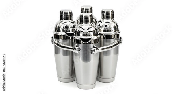 Obraz Fun Smiling Cocktail Shakers Group Hugging