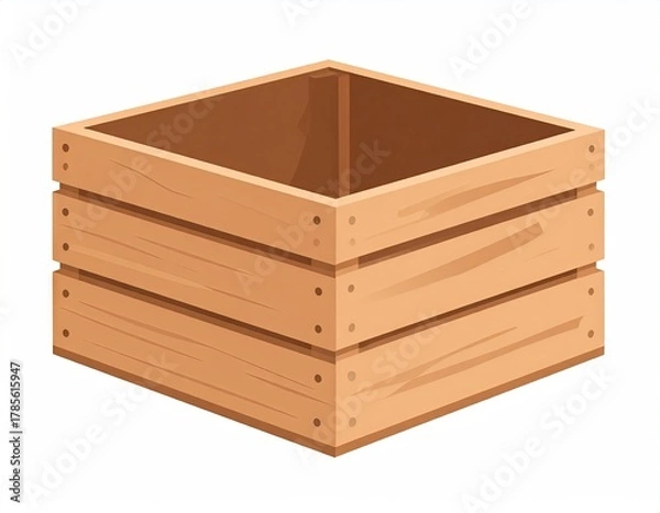 Fototapeta Wooden Crate Isolated on White Background for Storage and Organization in a Square Shape