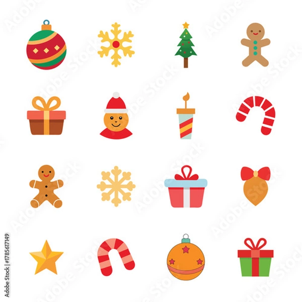 Obraz Festive Christmas vector bundle with decorative holiday elements design

