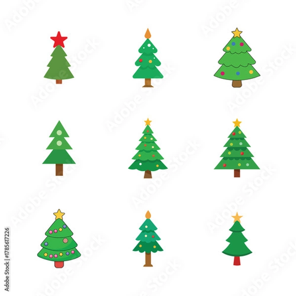 Obraz Set of Christmas Tree Vector Designs