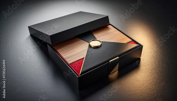 Fototapeta Unbranded Premium Luxury Black and Gold Blank Corporate Gift Packaging Box