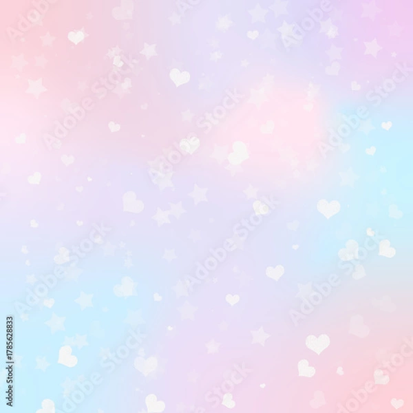 Fototapeta パステルハートと星のゆめかわデザインペーパー ー 手帳デコやマスキングテープ、推し活グッズに使える淡いグラデーションのゆめかわいいハートと星の背景素材です。デザインペーパー、ポストカード、マスキングシールブックタイプ、フレークシール、ふせん、ロール付箋、ノートの表紙、ハンカチ、ミニタオル、箸、マグカップ、皿、キッチンクロス、カラトリー、キッチン雑貨、ボールペン、ペンケース、ポーチ