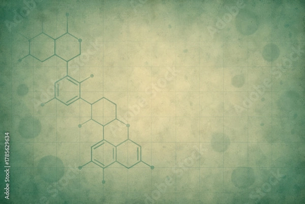 Fototapeta Green vintage molecular background