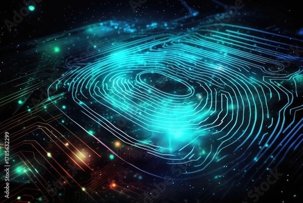 Fototapeta digital fingerprint identification bionic safety scanner