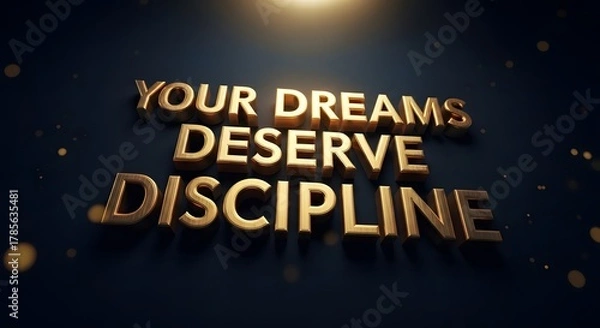 Fototapeta Inspirational quote emphasizing that achieving dreams requires consistent effort and discipline for success