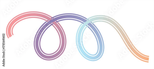 Fototapeta Pastel gradient curved lines, abstract neon loops for modern decoration and background design