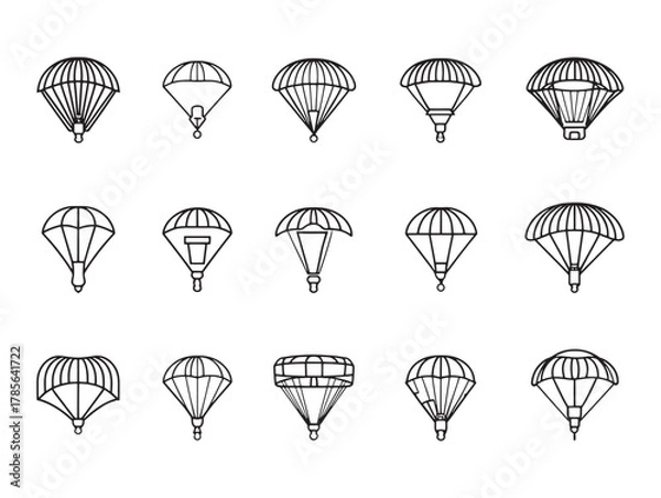 Fototapeta Parachute Skydiving Line Art Freedom Experience