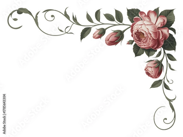 Fototapeta Floral Corner Design Isolated on Transparent Background