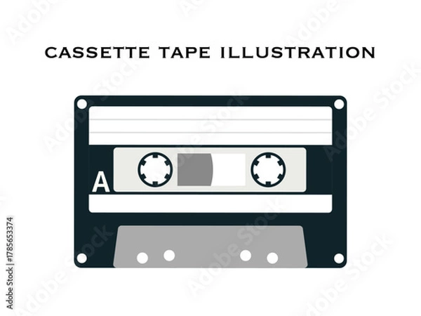Obraz 白黒のカセットテープイラスト | 懐かしいレトロな音楽メディアベクター