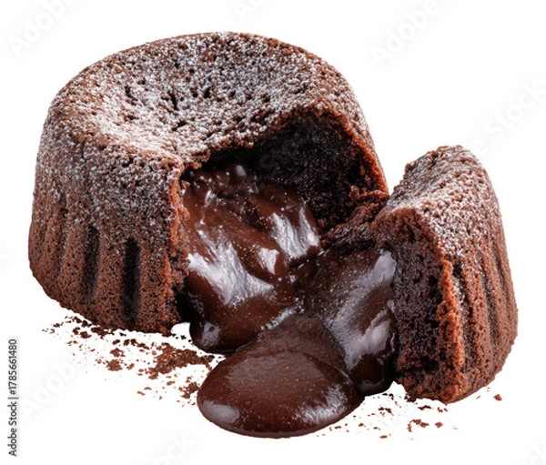 Obraz Molten chocolate cake, split open