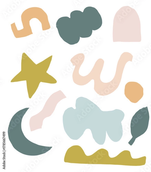 Fototapeta Abstract shape hand drawn elements