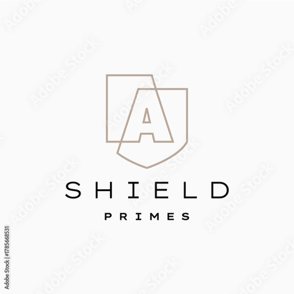 Obraz a letter shield protection security logo vector icon illustration