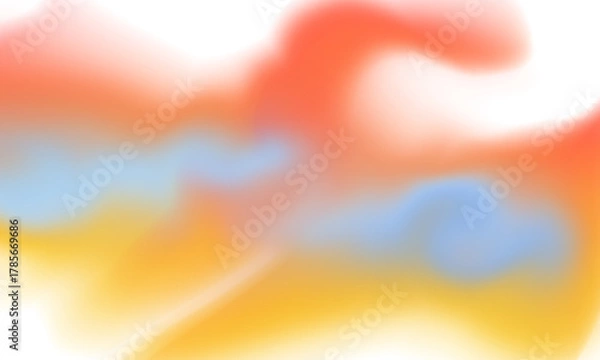 Obraz Vibrant Abstract Watercolor Blend of Orange, Yellow, and Blue | Soft Pastel Gradient Background for Web Design, Digital Art, and Creative Projects