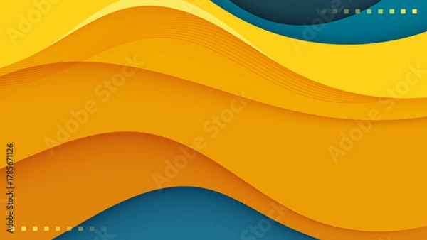 Obraz Yellow and blue abstract wave background vector design