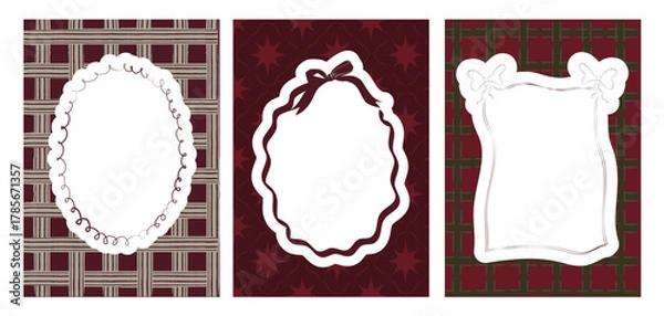 Obraz Collection of Cozy frames template with texture background. Perfect for decorate photo, greeting or invitation cards, posters. Editable vector