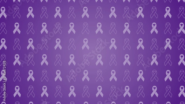 Fototapeta World cancer day seamless pattern background. World cancer day symbolizing hope and awareness with a purple ribbon for global support, suitable for health campaigns and educational materials.
