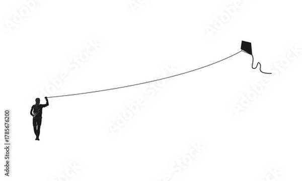 Obraz Man playing kite vector design