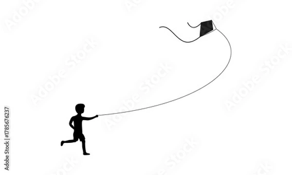 Obraz Kid playing kite design vector