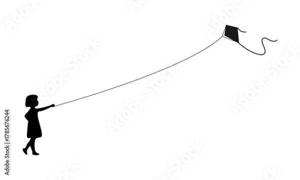 Obraz Girl playing kite design vector